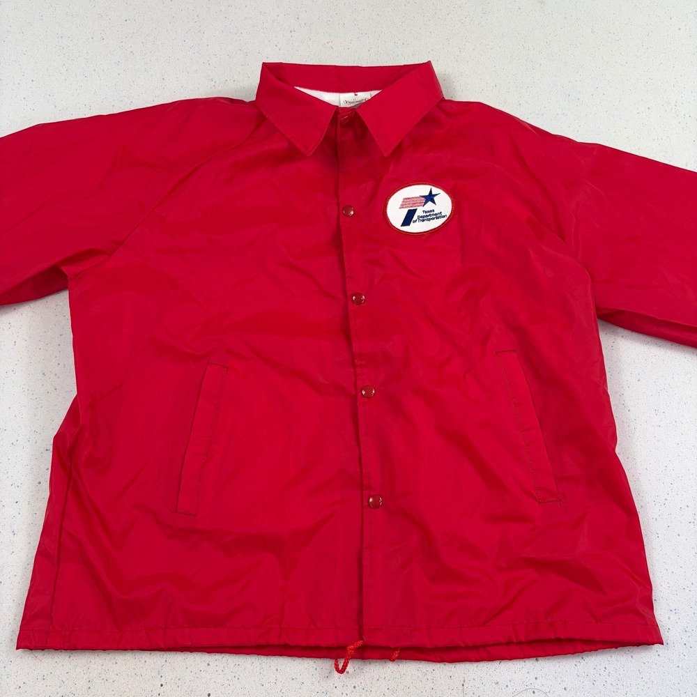 Vintage Texas Department of Transportation Red Nylon Coaches Jacket Workwear XL - Picture 4 of 10